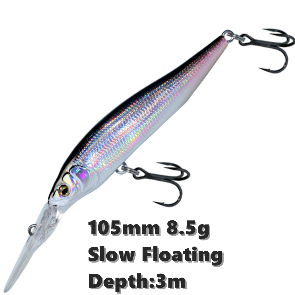 Fishing Lure Jerkbait - 釣り用ルアー、ウォブラー、ハードベイト、スローフローティングミノー、ジャークベイトラトル、ロックルアー、8 # フック、日本品質、105mm、8.5g、1個