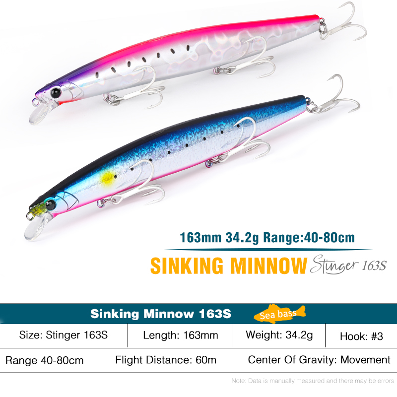 Fishing Lure Buzzbait - ツリノヤ 163S 超遠投シンキングミノー 海釣りルアー STINGER 163mm