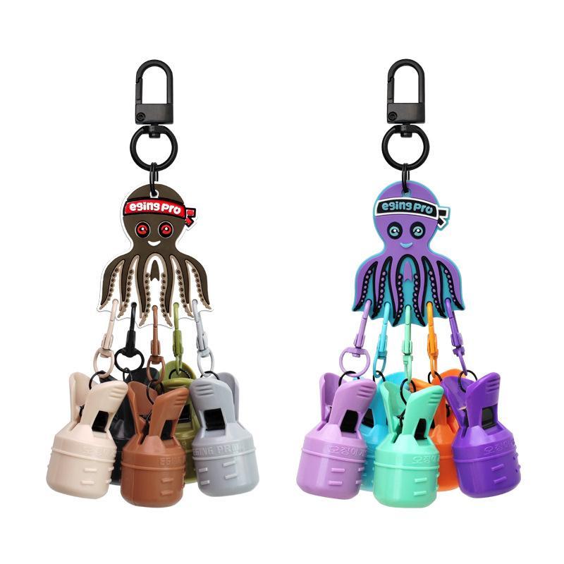 Fishing Lure Accessories - 6個入り/セット。実用的なウェブフット型イカ釣り用ジグ。カラビナ付き。傘型カニカマ用ルアー。フックカバー。釣り用アクセサリー。