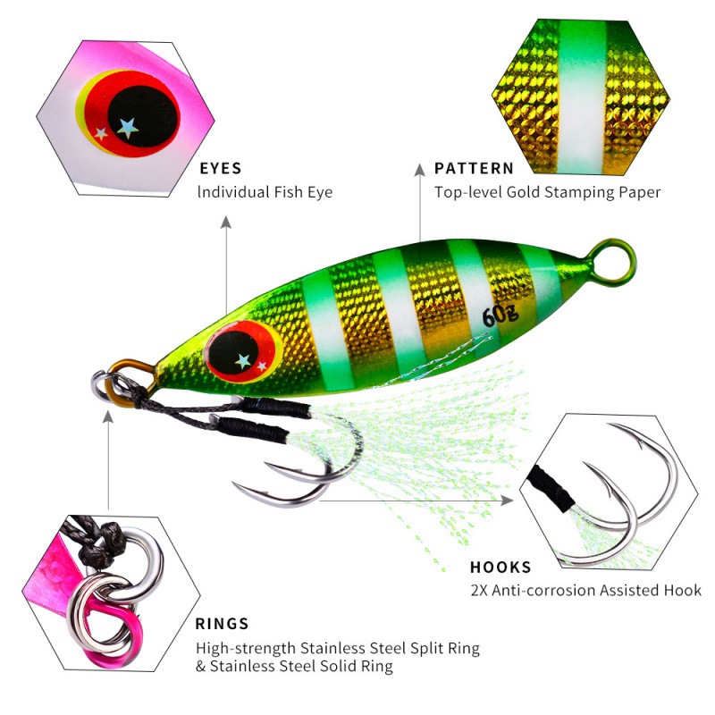 金属遅いジグルアーハード人工バイオニクス餌30グラム40グラ - Fishing Lure Spoon のレビューと価格