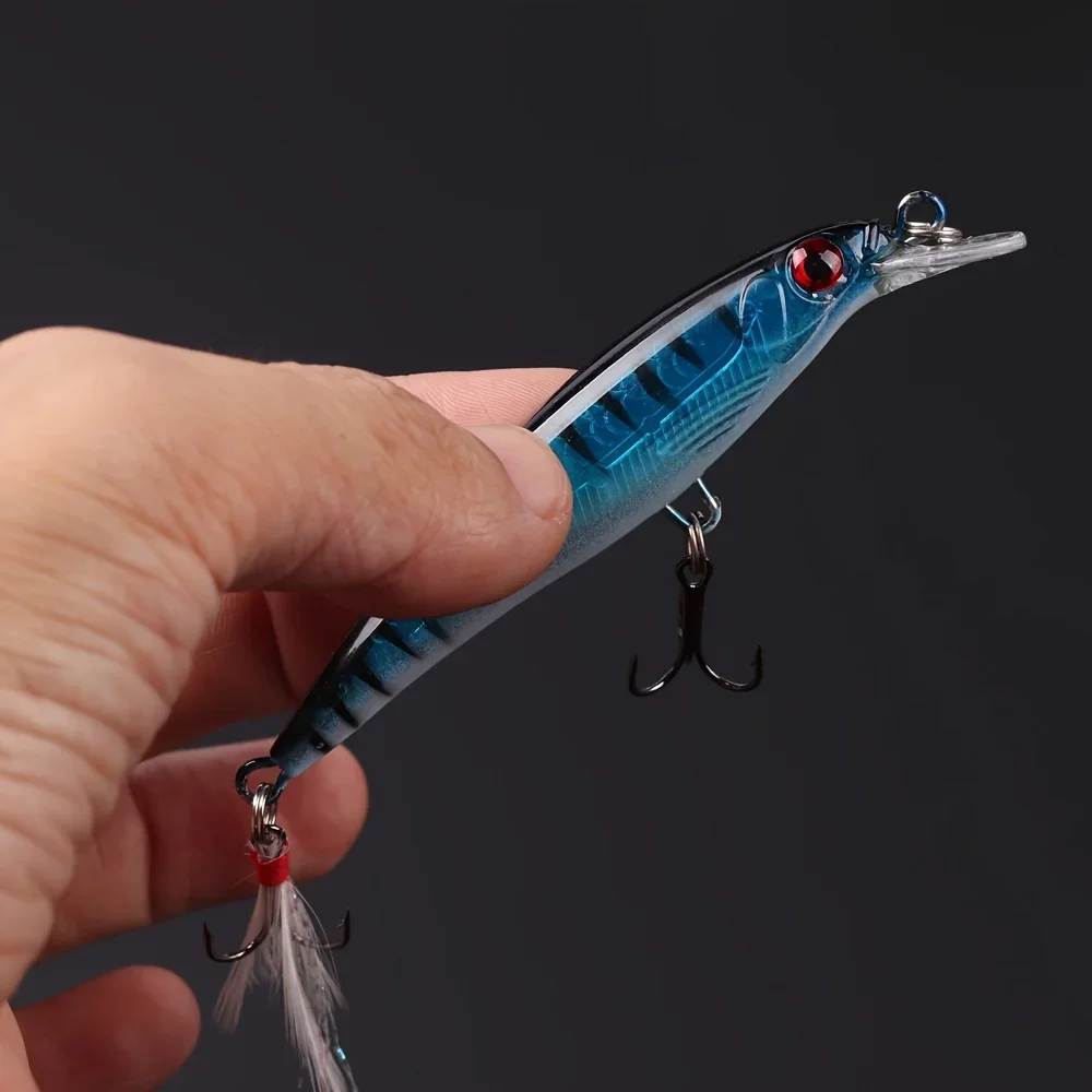 3Dレーザーアイミノールアー,フェザー付きハードベイト,最大 - Fishing Lure Accessories のレビューと価格
