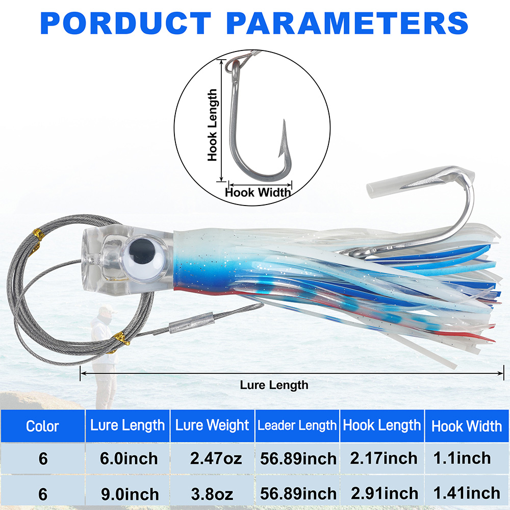 6個入りソルトウォーター トローリング ルアー イカ スカー - Fishing Lure Buzzbait のレビューと価格